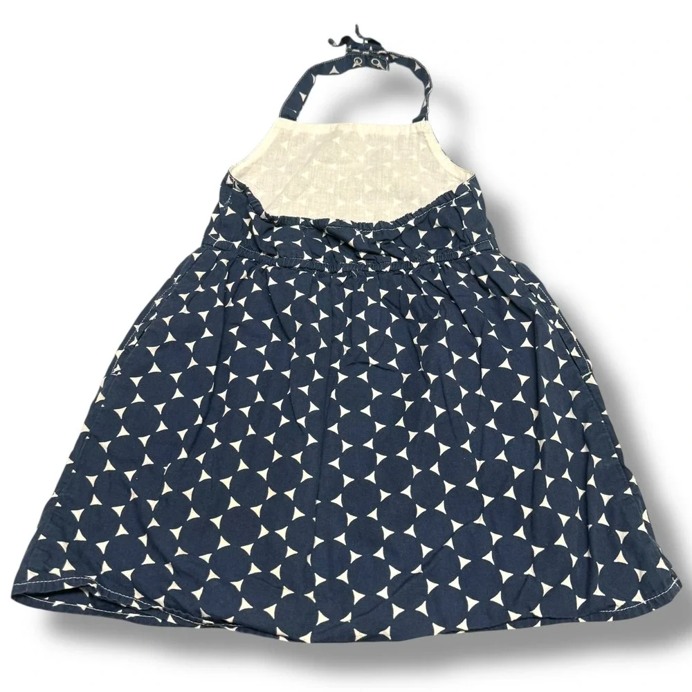 Old Navy Kids Navy Blue Triangle Circle Print Cotton Halter Dress 18-24 Months